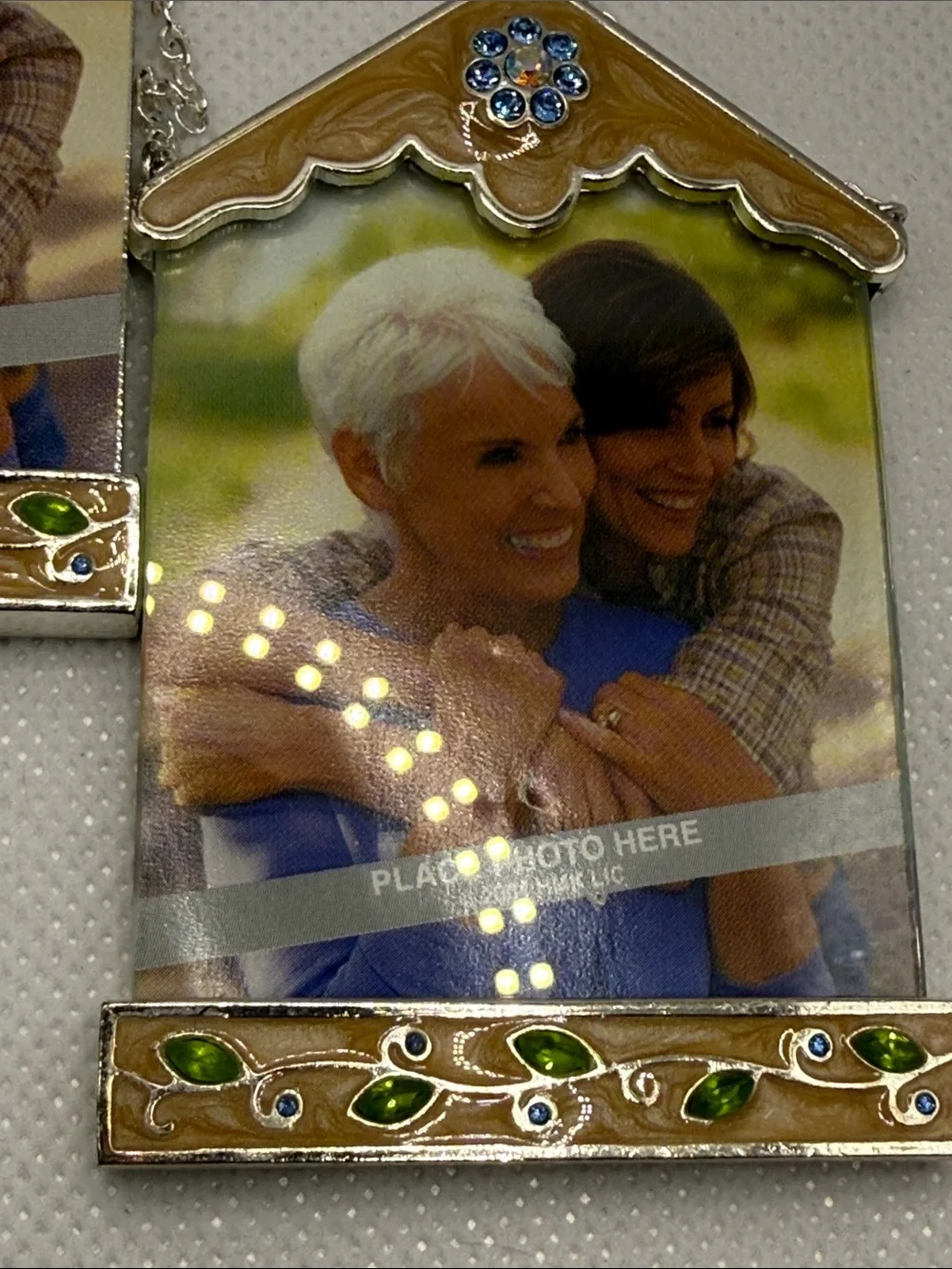 3 Hallmark Hanging Photo picture Frames mini enamel rhinestones bling family VTG